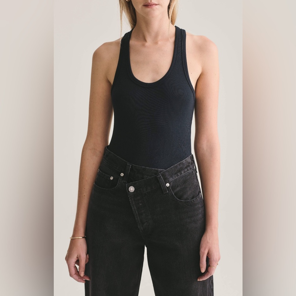 Agolde black ribbed tank bodysuit size S